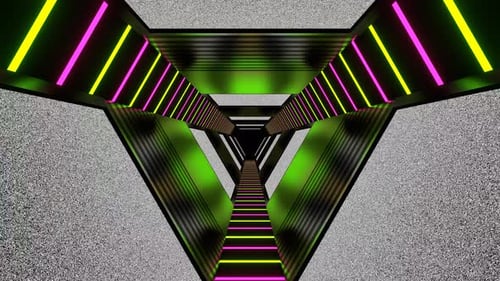 Noise Screen In Pink And Light Green Neon Tunnel Background Vj Loop In 4K