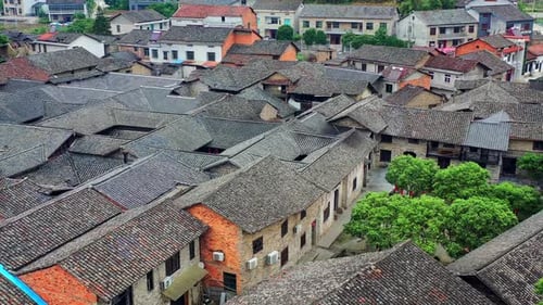 Ancient Chinese village of zhangguying in rural valley of China