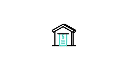 Flat Design Bank Icon with Money Bill Animation