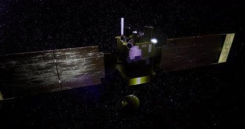 3D Space Satellite Releasing Probe Animation