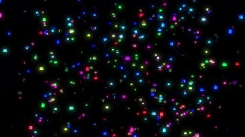 Colorful Glowing Square Confetti Falling Loop