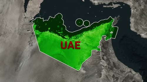 United Arab Emirates Map Reveal for Geographic Presentations