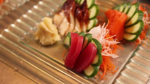delicious seafood dishes in the Japanese restaurant
