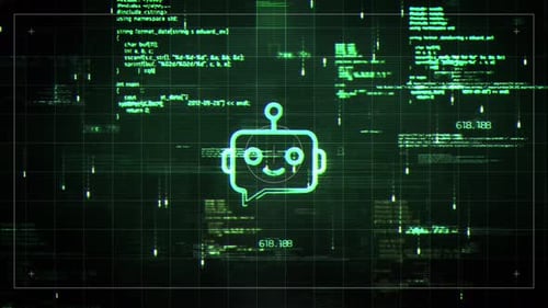 Chatbot-Symbol Glitch Hud Hologramm-Video im Satellitenstil