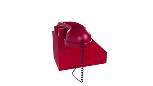 Vintage Red Telephone on Square Base