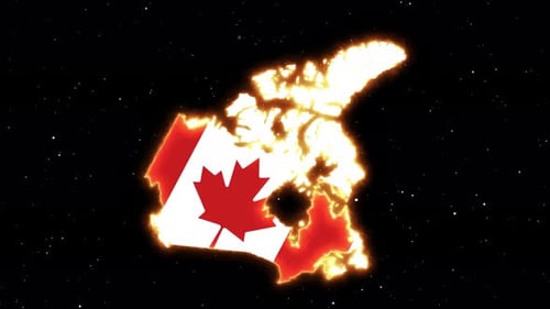 Glowing Canadian Map with National Flag Outline