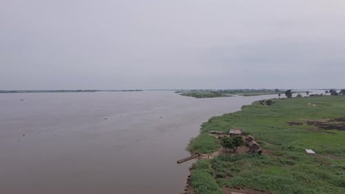 Aerial view over a village on the Congo Basin rainforest in the democratic republic of Congo
