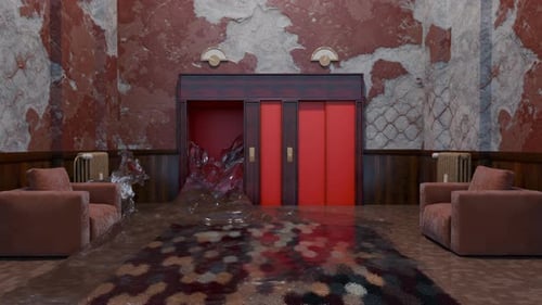 3D Animation Liquid on the Hall
