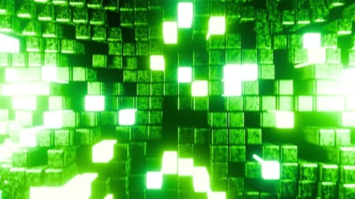 Green Wave Cube Wall Vj Loop Background Animation