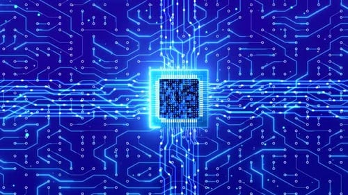 Futuristic Digital CPU and Circuit Board Animation