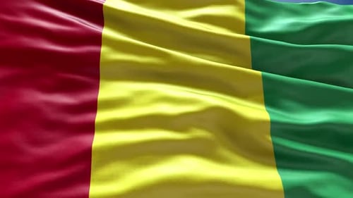Guinea National Flag Waving in the Wind