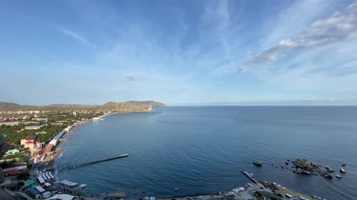 view of the sea from the mountain, Genoese Fortress in Sudak Crimea