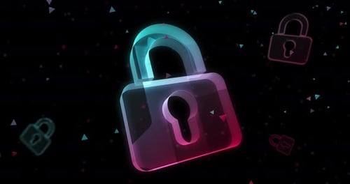 Cyber security with padlock symbol loop digital concept