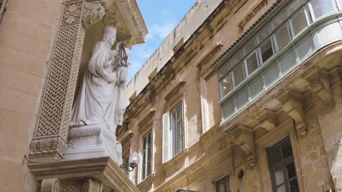 Beautiful architecture and statue in European city