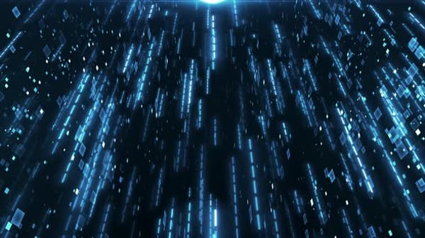 Abstract Blue Digital Data Stream and Light Trails Background Loop ...