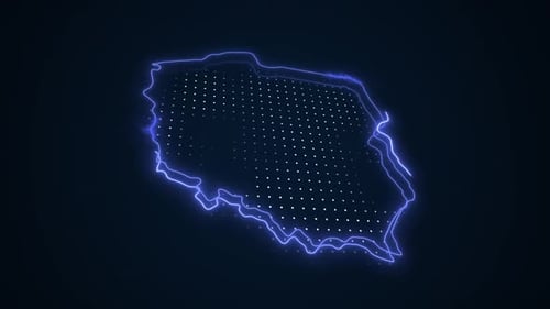 Futuristic Neon Digital Map Outline Reveal Animation
