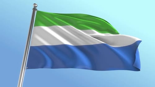 Country Flag Waving Animation with Green White Blue Stripes
