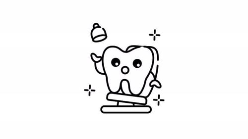 Cute Animated Tooth Character with Bell Icon Animation