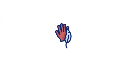 Animated Hand and Leaf Icon in Flat Design Style