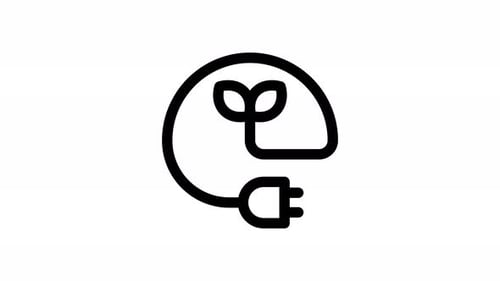 Minimalist Line Animation of Eco-Friendly Energy Plug Icon