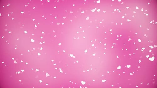 Romantic Floating White Hearts on Pink Background Animation