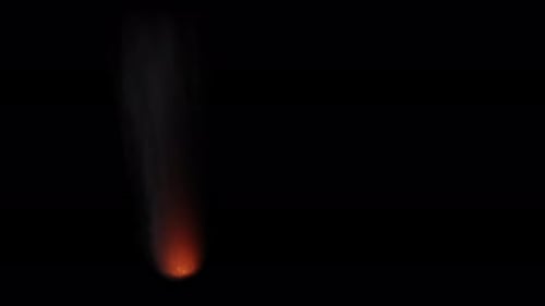 Meteor with smoke in fast speed, transparent background