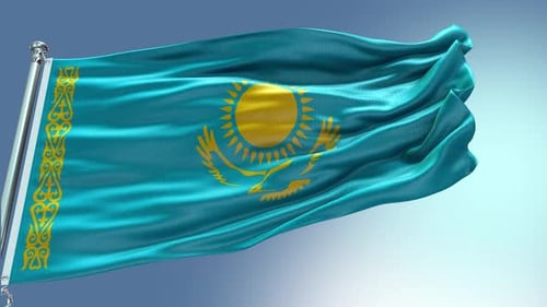Realistic Waving Flag of Kazakhstan