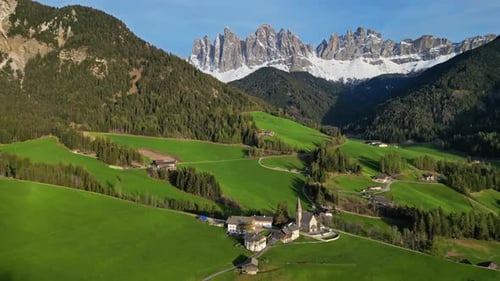 Spring Landscape in Italian Dolomites Alps