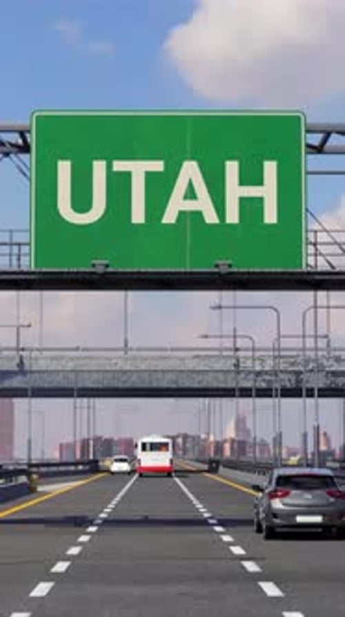 UTAH Road sign on Highway Vertical Video