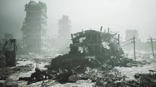 Destruction in the City After Military Action Left Buildings in Ruins