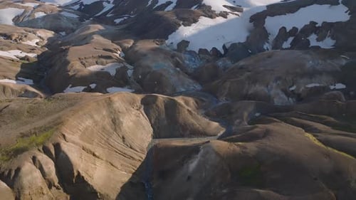 View of landscape in Iceland on a nice sunny day during famous Laugavegur trail