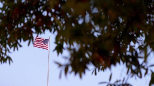 American Flag Waving in the Wind