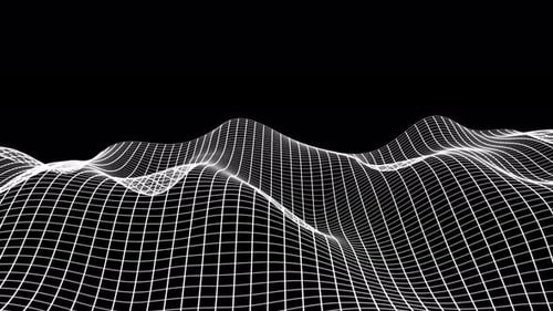 Abstract background of white wave pattern. White waves black surface. 4k seamless looping. Black and
