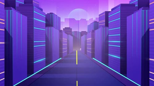 Futuristic City Background Animation 4K