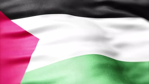 Realistic Palestine Flag Waving in Wind Seamless Loop