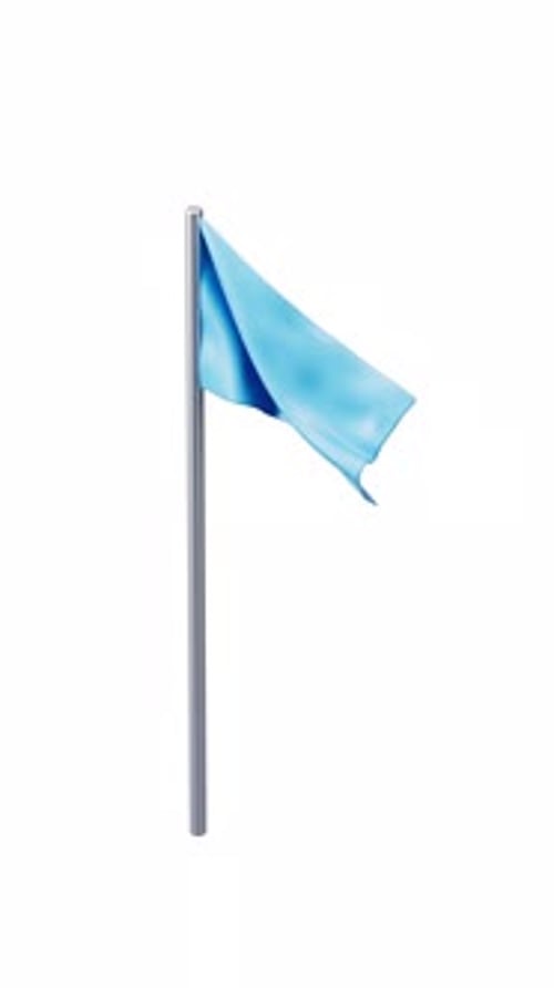 Loop-Animation einer fließenden blauen Flagge auf Alpha