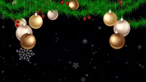 Christmas Garland with Festive Ornaments Alpha Channel