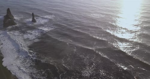 Aerial view of Reynisfjara Black Sand Beach