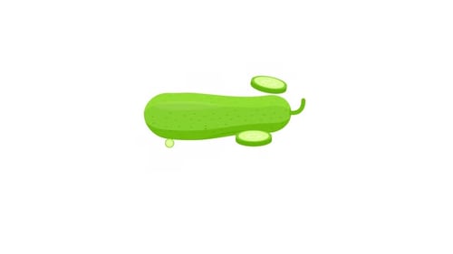 Animated Cucumber and Slices Appearing Animation