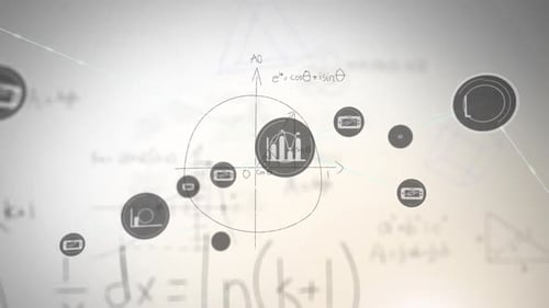 Animated Technology Network with Data and Scientific Icons