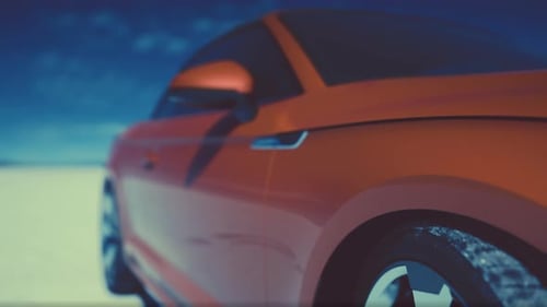 Close Up Detail of Sport Car in Salt Desert