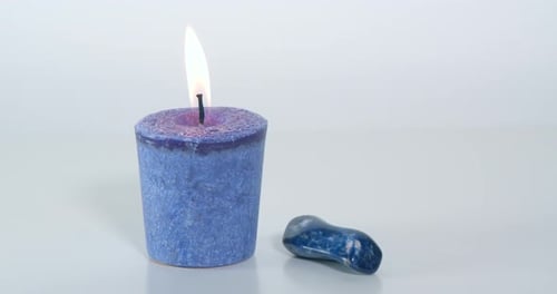 Indigo third eye chakra candle with sodalite