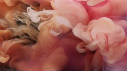 Abstract Swirling Plumes of Pink, Orange, and White