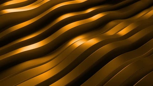Abstract gold waving lines elegant background. 3d loop animation 4k