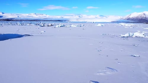 Detail with Floating Icebergs in the Jokulsarlon Glacier Lagoon in Iceland