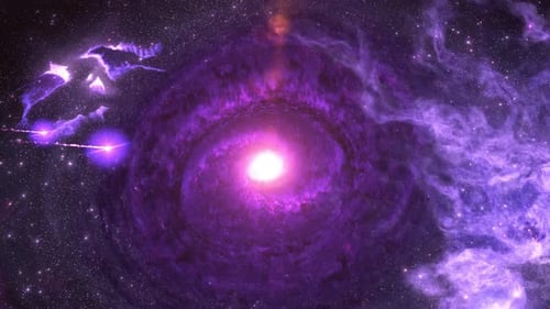 Abstract Space Swirl with Bright Star and Purple Nebulae