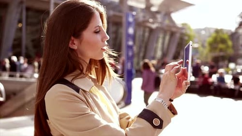 Attractive Female Person in Elegant Fashion Style Enjoying City Lifestyle