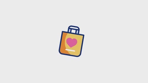 Flat Design Animated Shopping Bag with Heart Icon