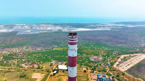 Thermal Power Plant - Chimney - Aerial View