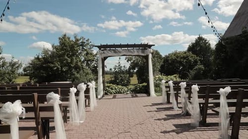 Scenic Wedding Venue Set Up in Rural Landscape
